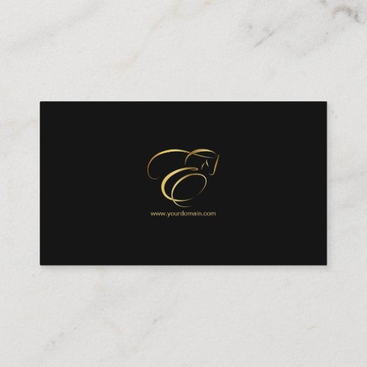 Paardachtigen in goudkleur | Monogram E Paard Visitekaartje (Achterkant)