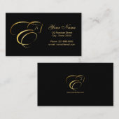 Paardachtigen in goudkleur | Monogram E Paard Visitekaartje (Voorkant / Achterkant)