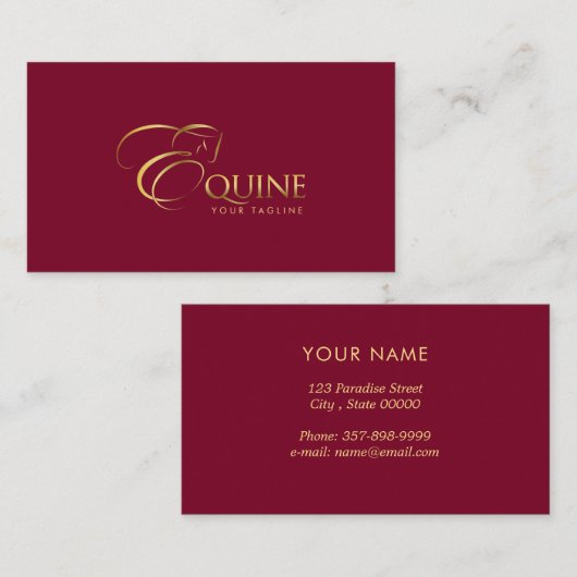 Paardachtigen in goudkleur | Paardentrainer | Ruit Visitekaartje (Voorkant / Achterkant)