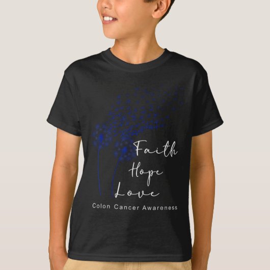 Paardebloem Blauw Lint Geloof Hoop Liefde Colon Ka T-shirt (Voorkant)