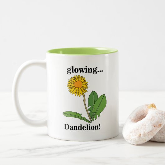 Paardebloem Bloem Tweekleurige Koffiemok (Met donut)