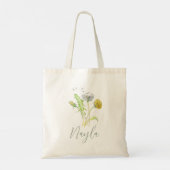 Paardebloem bloem waterverf kunstnaam tote bag (Achterkant)