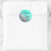 Paardebloem Bloemen Aqua Blue Bruiloft Dank u Ronde Sticker (Tas)