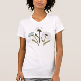 Paardebloem Bloemen Blauw Grijs T-shirt