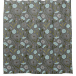 Paardebloem Bloemen Grijs Blauw Douchegordijn