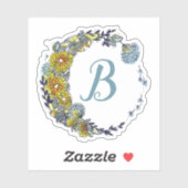 Paardebloem Bloemen Maan Krans van Wensen Initiaal Sticker (Vel)