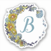 Paardebloem Bloemen Maan Krans van Wensen Initiaal Sticker (Voorkant)