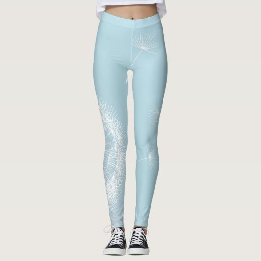 Paardebloem bloemenblauwe Leggings (Voorkant)