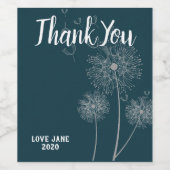 Paardebloem bloemenmodern dank u cadeau wijn etiket (Enkel label)