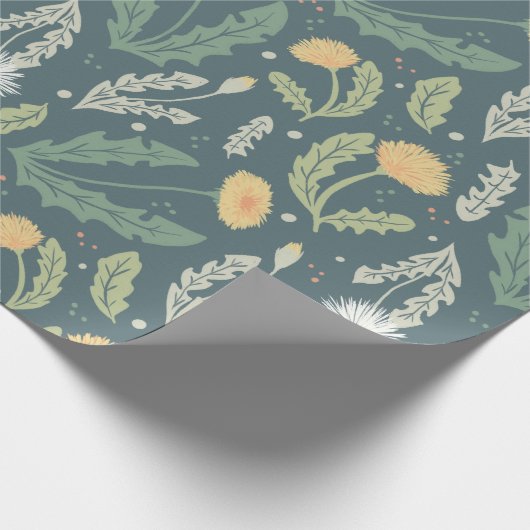 Paardebloem bloemenwiet patroon cadeaupapier (Hoek)