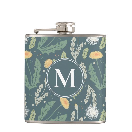 Paardebloem bloemenwiet patroon heupfles (Voorkant)