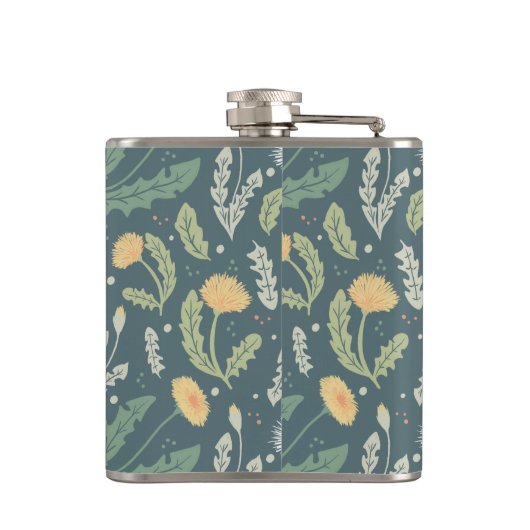 Paardebloem bloemenwiet patroon heupfles (Achterkant)