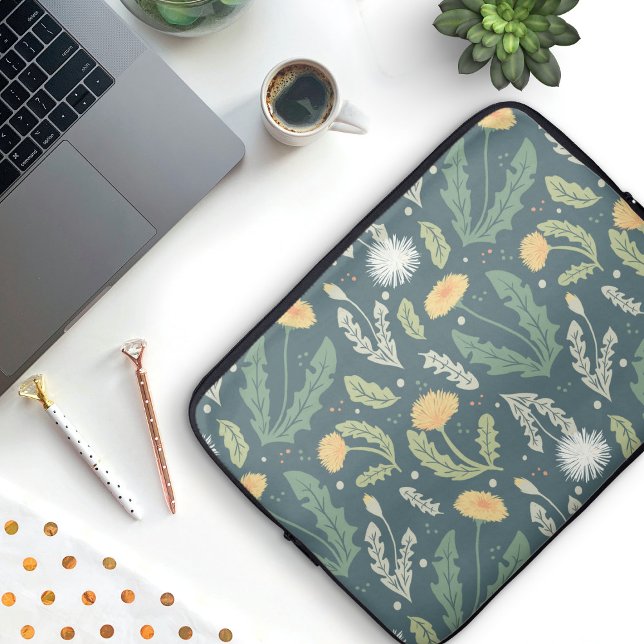 Paardebloem bloemenwiet patroon laptop sleeve (Dandelion Pattern Laptop Sleeve)