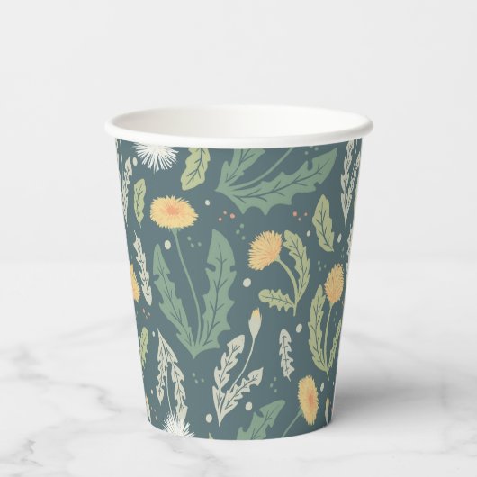 Paardebloem bloemenwiet patroon papieren bekers (Achterkant)