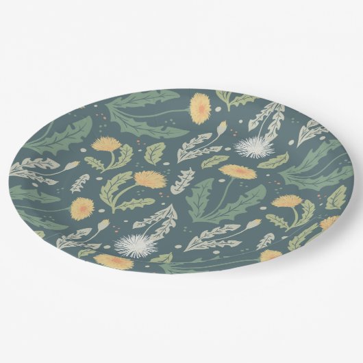 Paardebloem bloemenwiet patroon papieren bordje (Gekanteld)