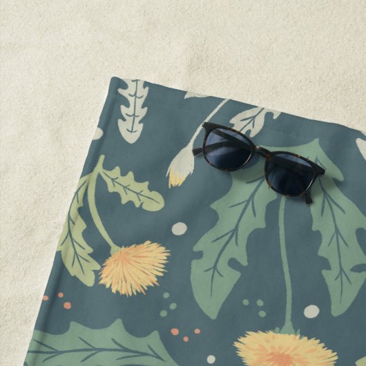 Paardebloem bloemenwiet patroon strandlaken (In situ)