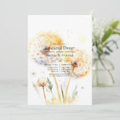 Paardebloem bruiloft repetitie diner kaart (Staand voorkant)