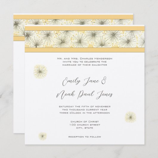 Paardebloem bruiloft uitnodiging (Voorkant / Achterkant)