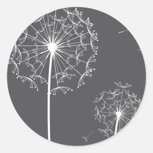 paardebloem grijs ronde sticker (Voorkant)