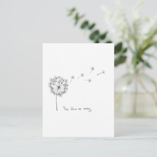 Paardebloem hand geïllustreerd grappige Valentijns Feestdagenkaart (Staand voorkant)