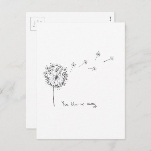 Paardebloem hand geïllustreerd grappige Valentijns Feestdagenkaart (Voorkant / Achterkant)