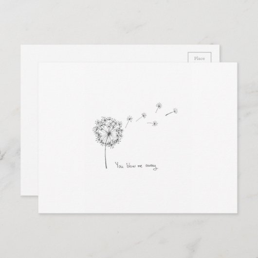 Paardebloem hand geïllustreerd grappige Valentijns Feestdagenkaart (Voorkant / Achterkant)