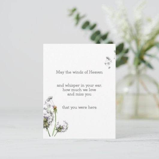 Paardebloem Herinnering Briefkaart (Staand voorkant)