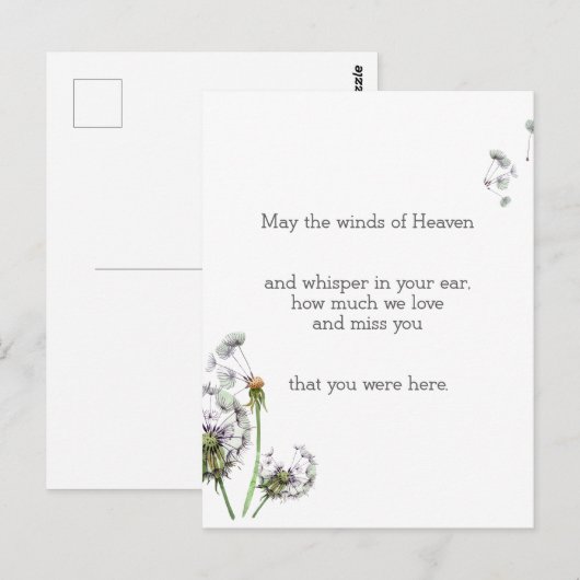 Paardebloem Herinnering Briefkaart (Voorkant / Achterkant)