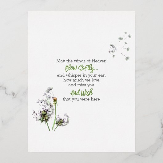 Paardebloem Herinnering Folie Feestdagen Briefkaart (Voorkant)