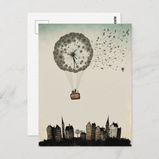 Paardebloem Hete Luchtballon Briefkaart (Voorkant / Achterkant)