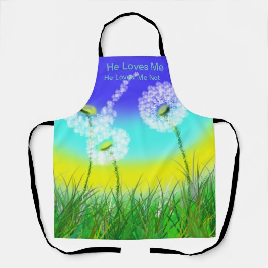 Paardebloem Hij Liefde Mij Niet, Full Print Schort (Voorkant)