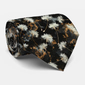 Paardebloem Klok op Zwart Stropdas (Opgerold)