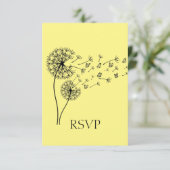 Paardebloem klok vlinders gepersonaliseerde RSVP (Staand voorkant)