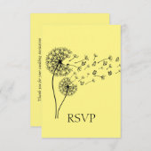 Paardebloem klok vlinders gepersonaliseerde RSVP (Voorkant / Achterkant)