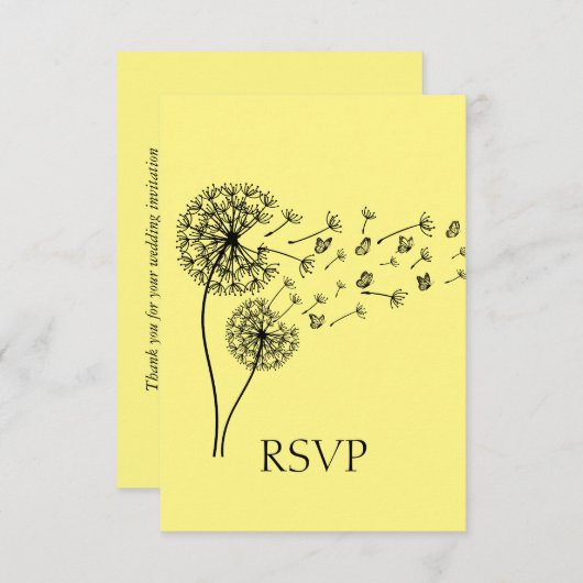 Paardebloem klok vlinders gepersonaliseerde RSVP (Voorkant / Achterkant)