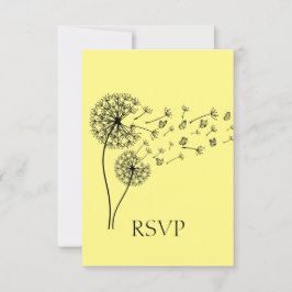 Paardebloem klok vlinders gepersonaliseerde RSVP Kaartje