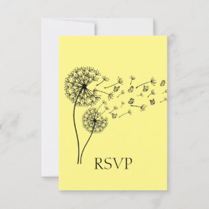 Paardebloem klok vlinders gepersonaliseerde RSVP Kaartje