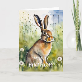 Paardebloem Klokken Haas Verjaardag Kaart (bewerkb