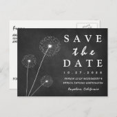 Paardebloem krijtbord land opslaan van de datum ka aankondigingskaart (Voorkant / Achterkant)