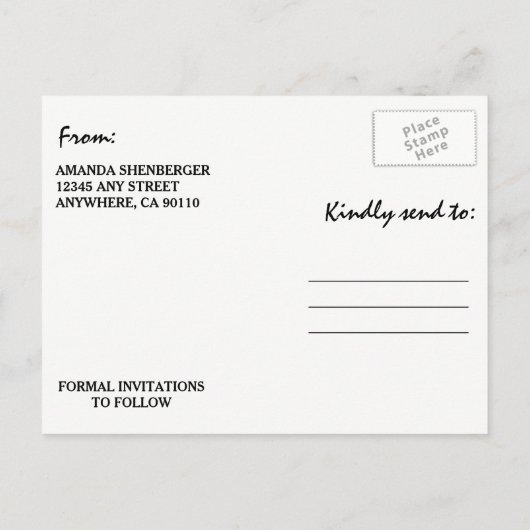 Paardebloem krijtbord land opslaan van de datum ka aankondigingskaart (Achterkant)