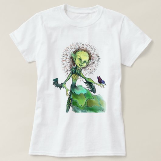 Paardebloem Meisje en Vlinder T-Shirt (Design voorkant)