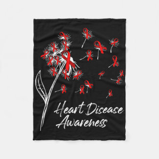 Paardebloem rode lint bloemen hartziekte Awarene Fleece Deken