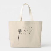 Paardebloem Zaden Boho Line Art Grote Tote Bag (Achterkant)