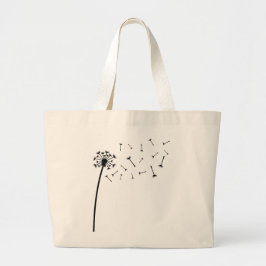 Paardebloem Zaden Boho Line Art Grote Tote Bag