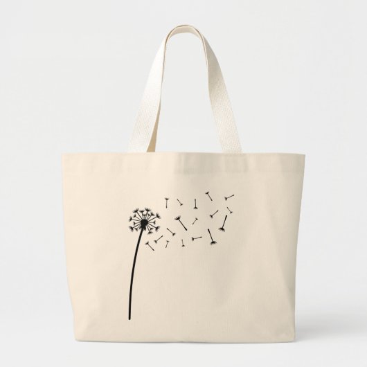 Paardebloem Zaden Boho Line Art Grote Tote Bag (Voorkant)