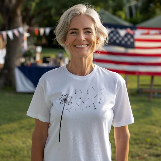 Paardebloem Zaden Boho Line Art T-shirt