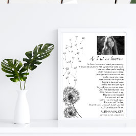 Paardebloemen A Ik zit in de Hemel Memorial Welkom Foto Afdruk