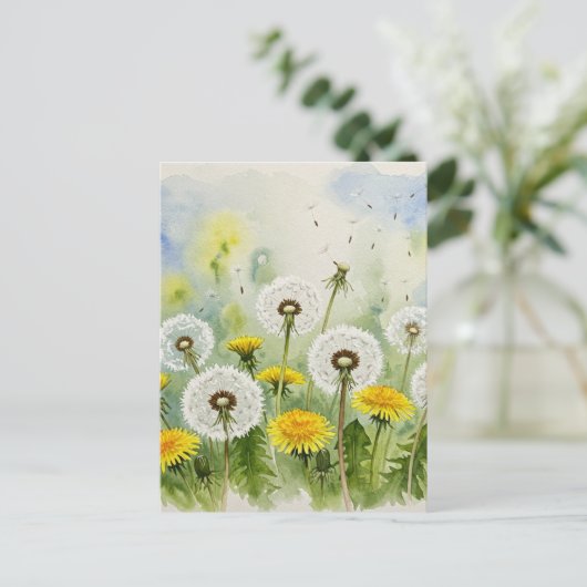 Paardebloemen Briefkaart (Staand voorkant)