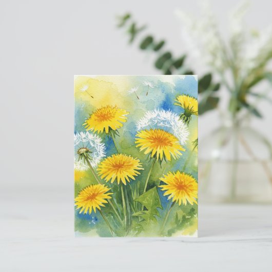 Paardebloemen Briefkaart (Staand voorkant)