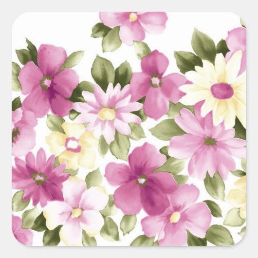 Paardebloemen, geverfd vierkante sticker (Voorkant)
